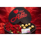 CORAZON  GRANDE  CON  CHOCOLATES  CAJA  NEGRA